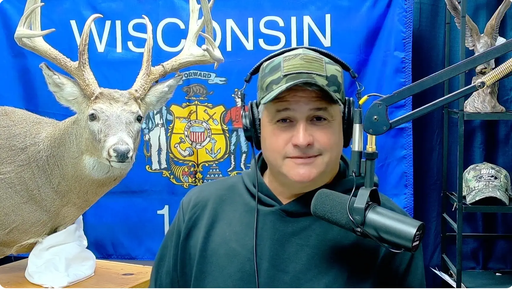 Host Ken Sikora in the Sportsmen's Voice podcast studio